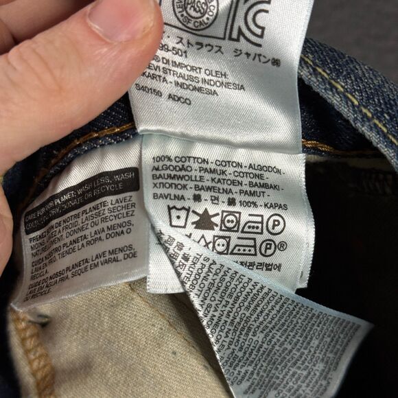 Levis 511 Jeans Mens 33x32 Blue Slim Fit Distressed Dark Wash Denim Pants - Picture 4 of 16